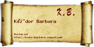 Kódor Barbara névjegykártya